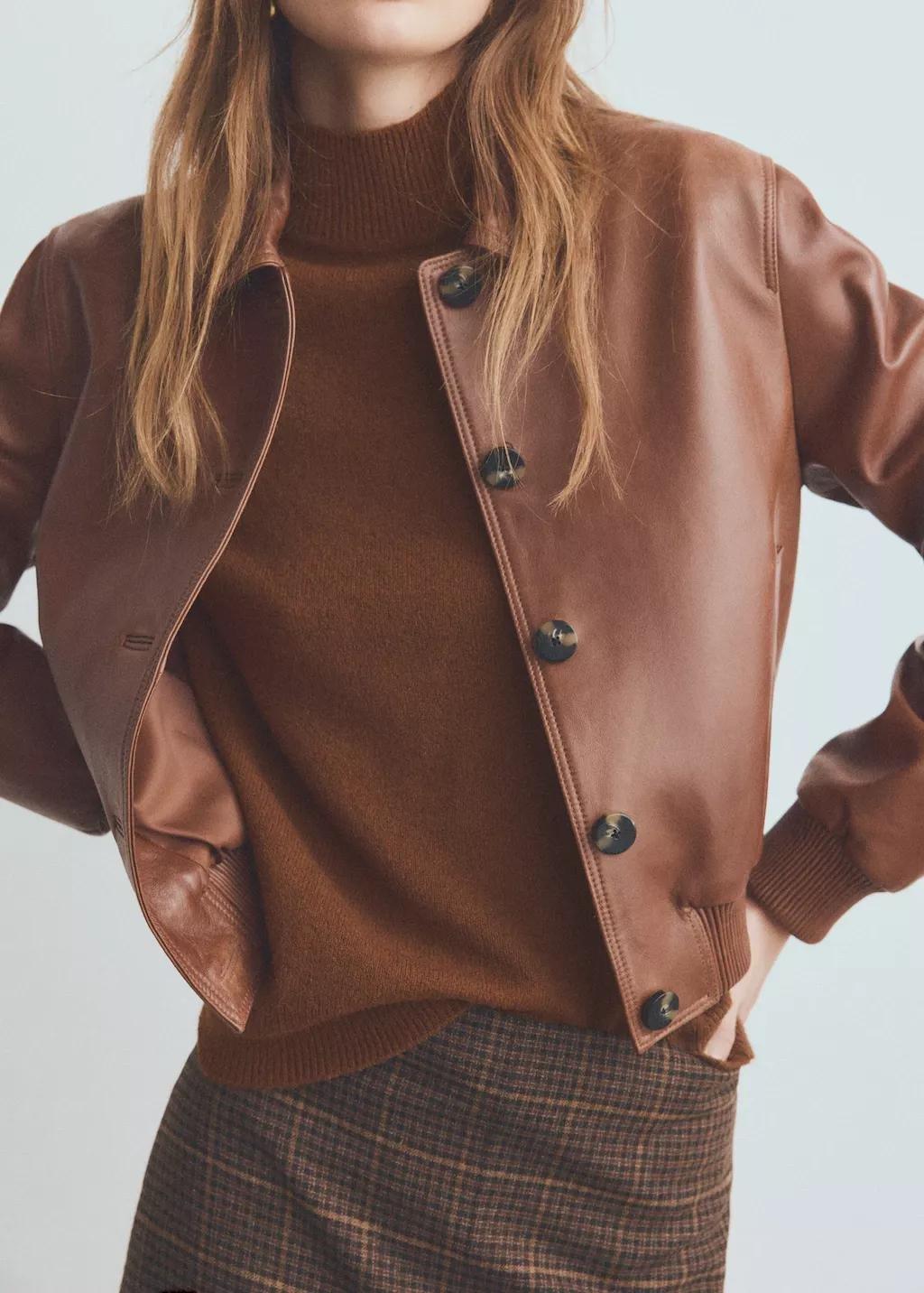 Brown Sweater With Buttoned Cuffs And Perkins Collar, Dark Brown, large image number 3