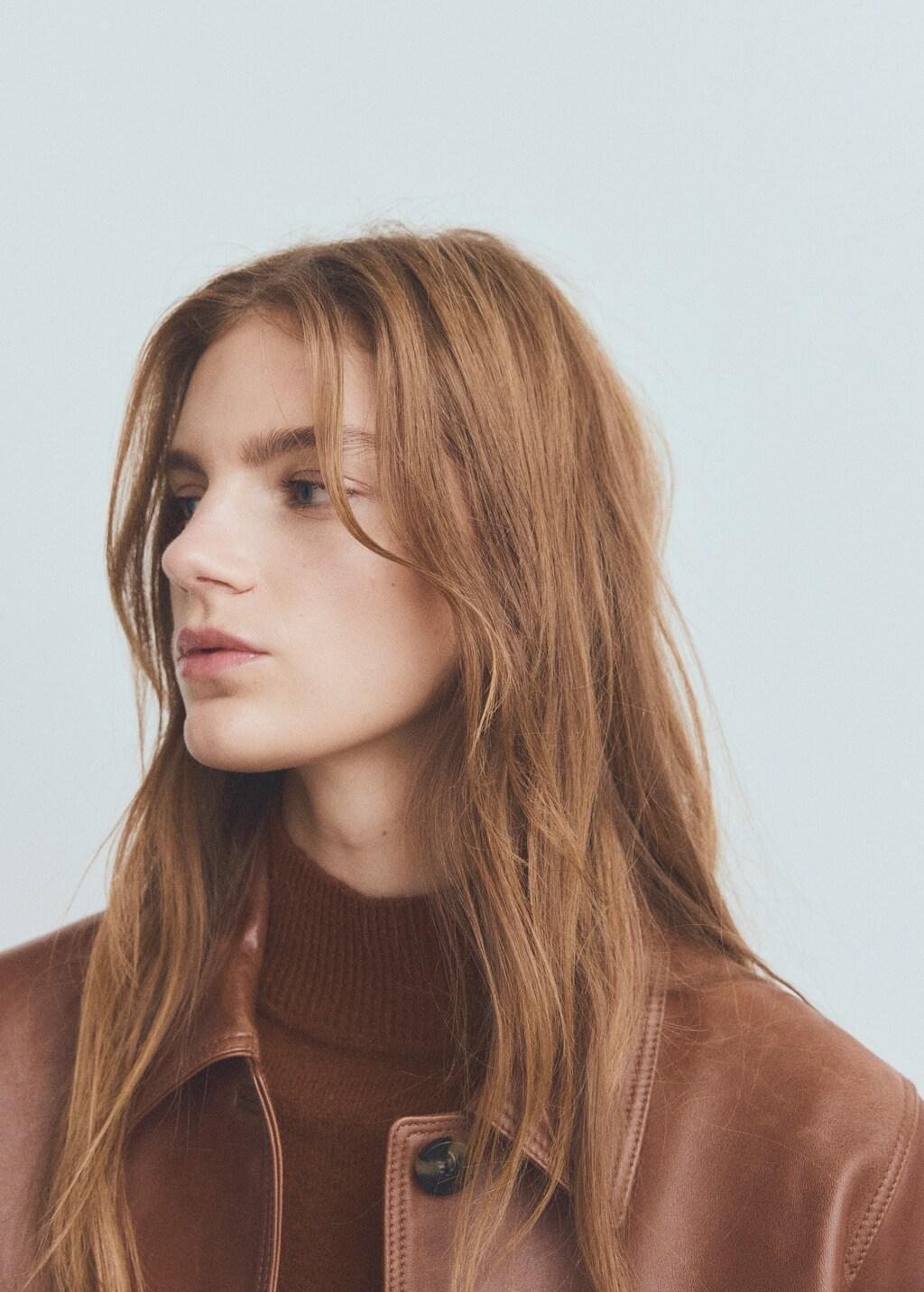 Brown Sweater With Buttoned Cuffs And Perkins Collar, Dark Brown, large image number 4
