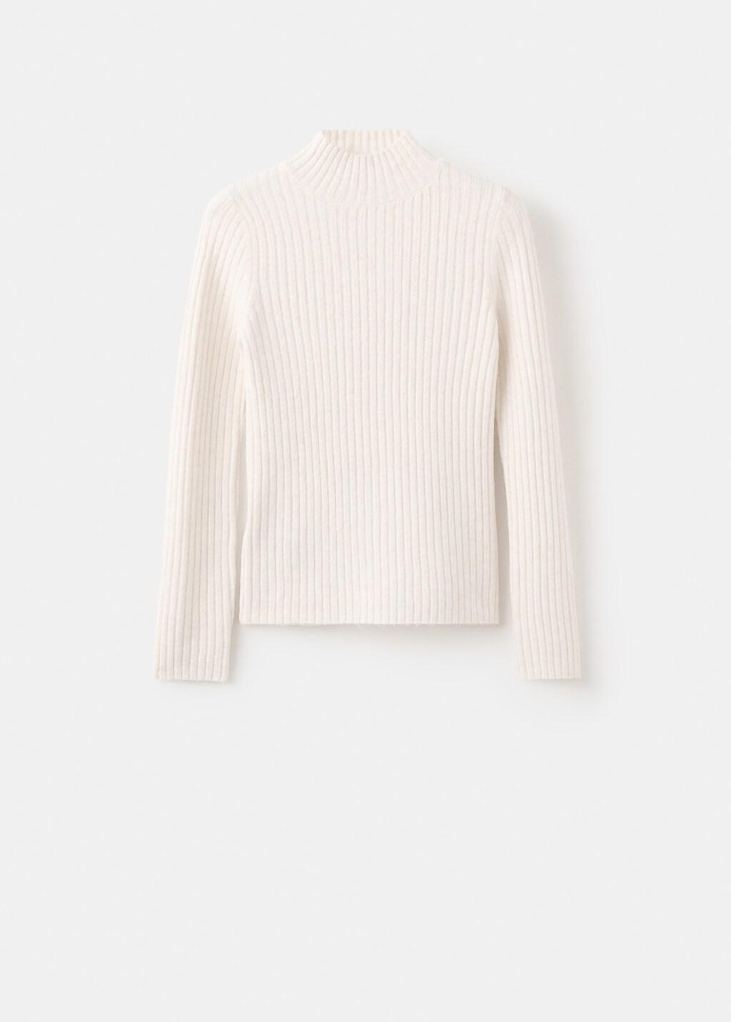 Cream Fitted Sweater With Perkins Neck, Light Beige, large image number 7