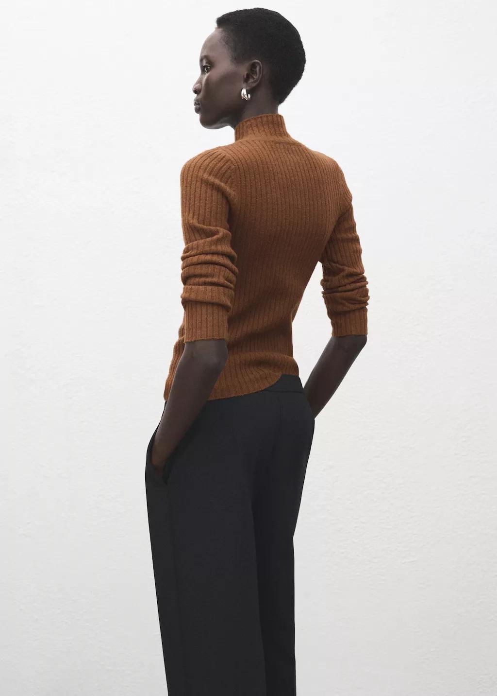 Brown Fitted Sweater With Perkins Neck, 0201_17, large image number 2