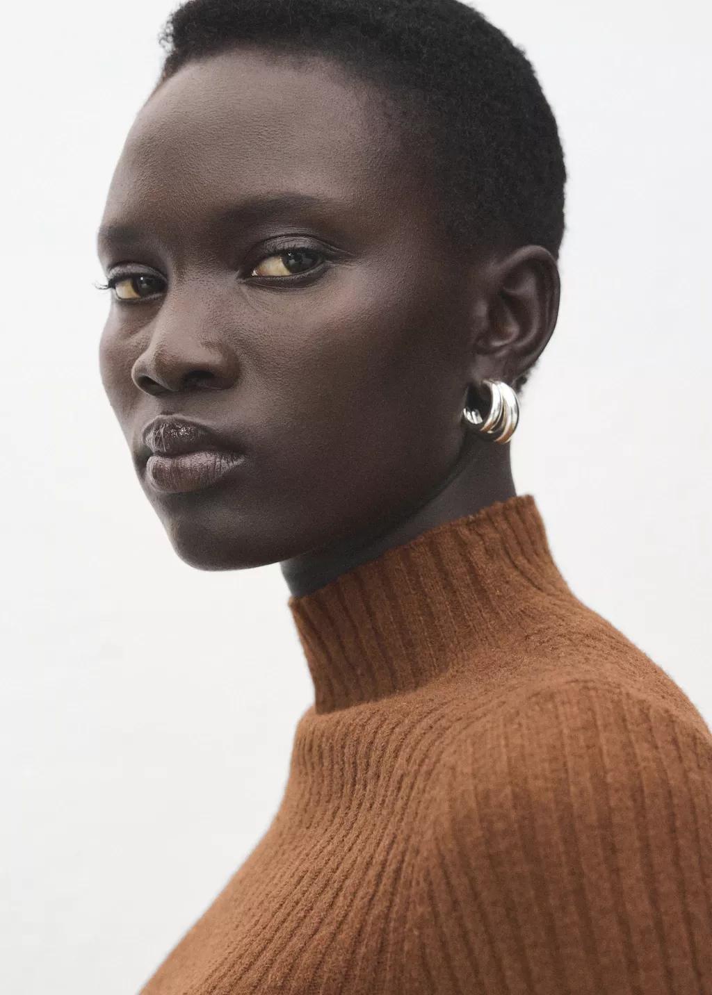 Brown Fitted Sweater With Perkins Neck, 0201_17, large image number 4