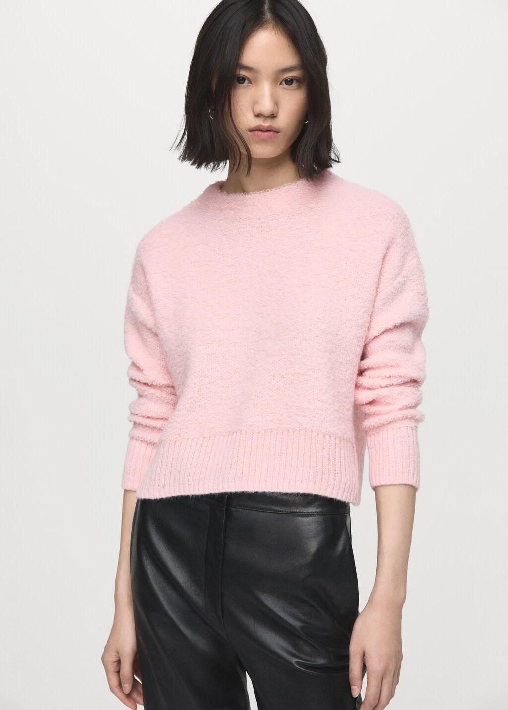 Pink Knitted Sweater With Perkins Neck, Light-Pastel Pink, large image number 7