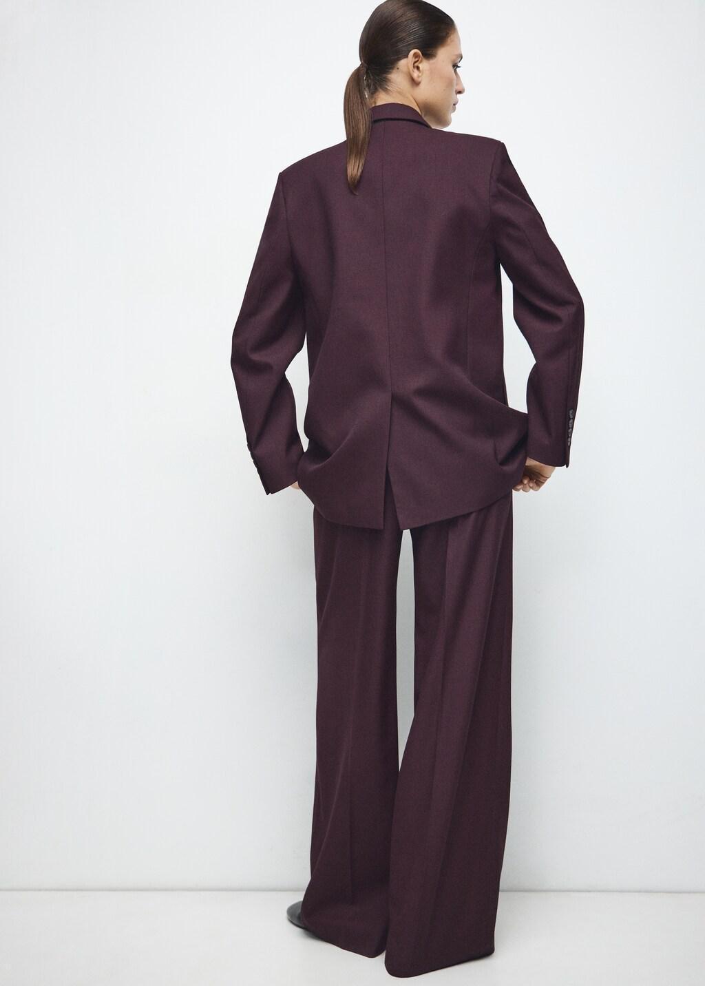 Burgundy Wide Leg Suit Trousers, Dark Red, large image number 2