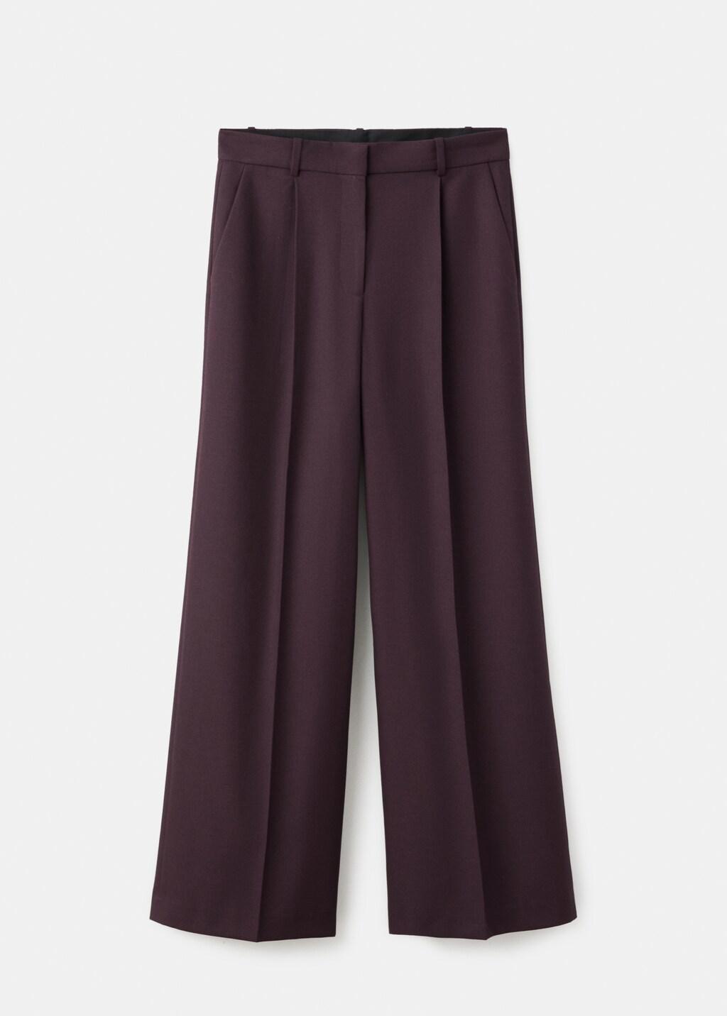 Burgundy Wide Leg Suit Trousers, Dark Red, large image number 8