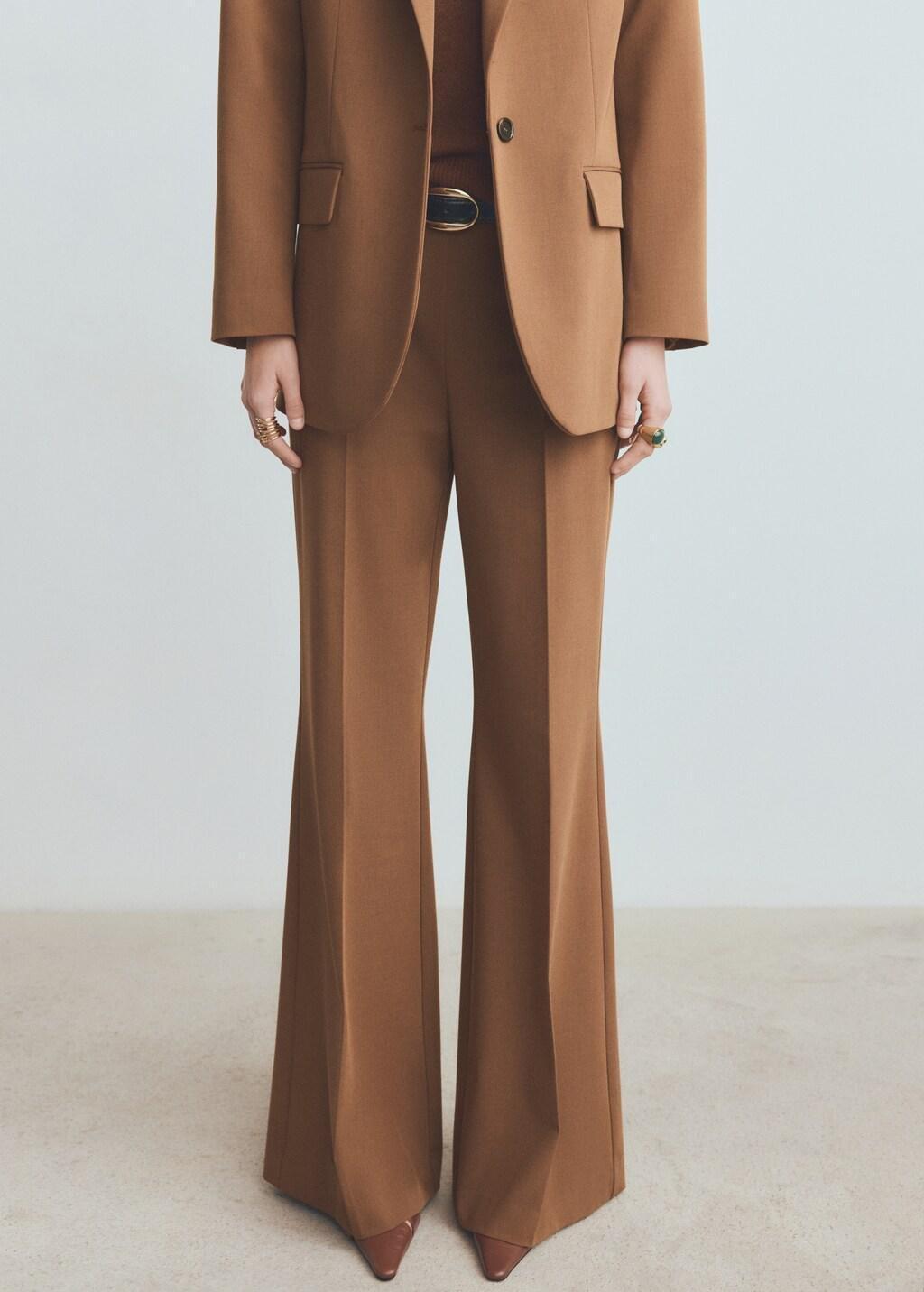 Brown Wide Leg Suit Trousers, Dark Brown, large image number 5