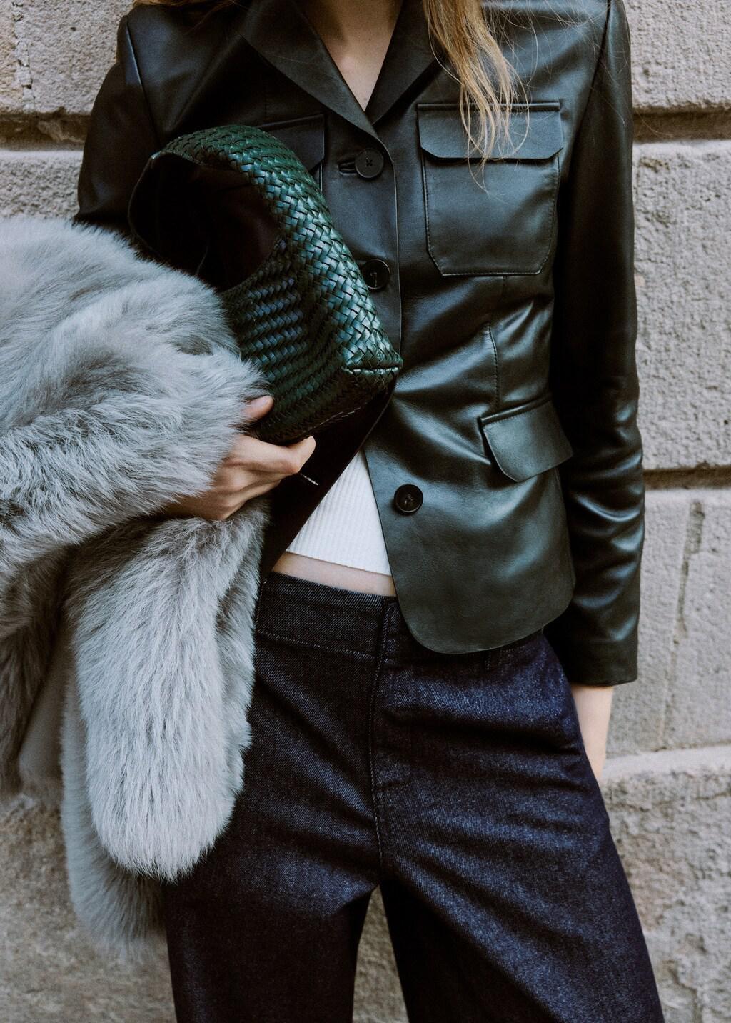 Green Mini Braided Leather Bag, Dark Green, large image number 0