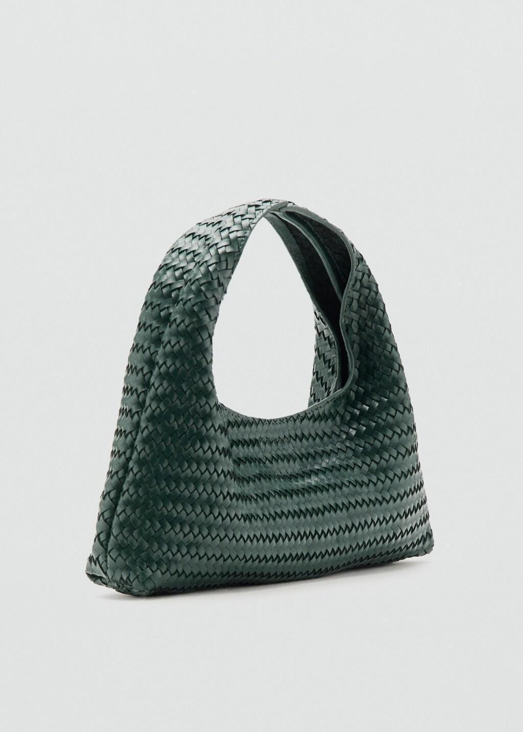 Green Mini Braided Leather Bag, Dark Green, medium