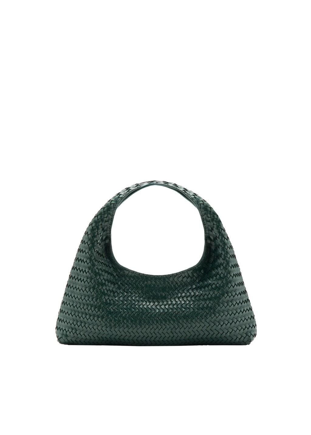 Green Mini Braided Leather Bag, Dark Green, large image number 3
