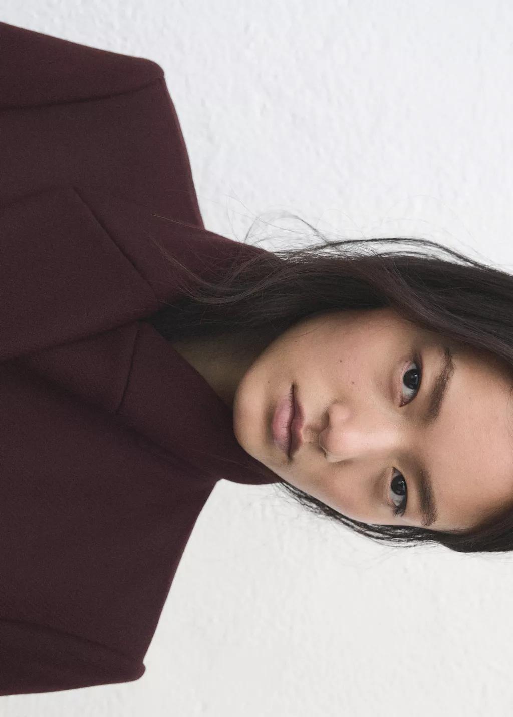 Red Manteco Wool Coat With Fur Collar, Dark Red, large image number 4