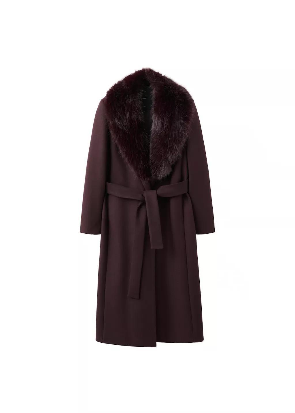 Red Manteco Wool Coat With Fur Collar, Dark Red, large image number 7