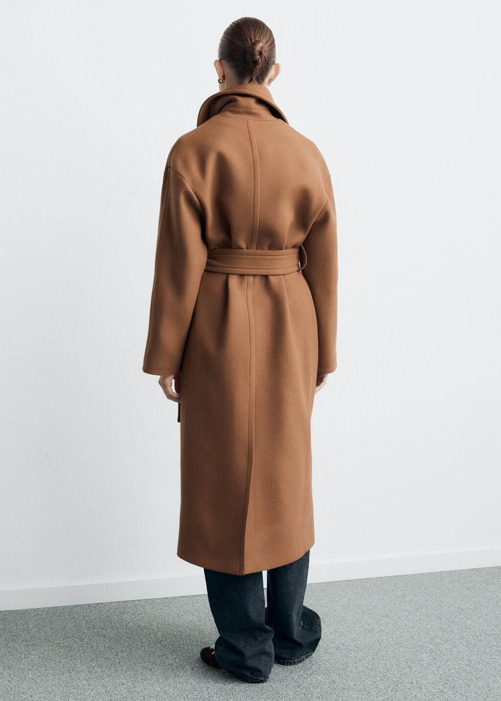 Brown Manteco Wool Coat With Belt, Medium Brown, medium