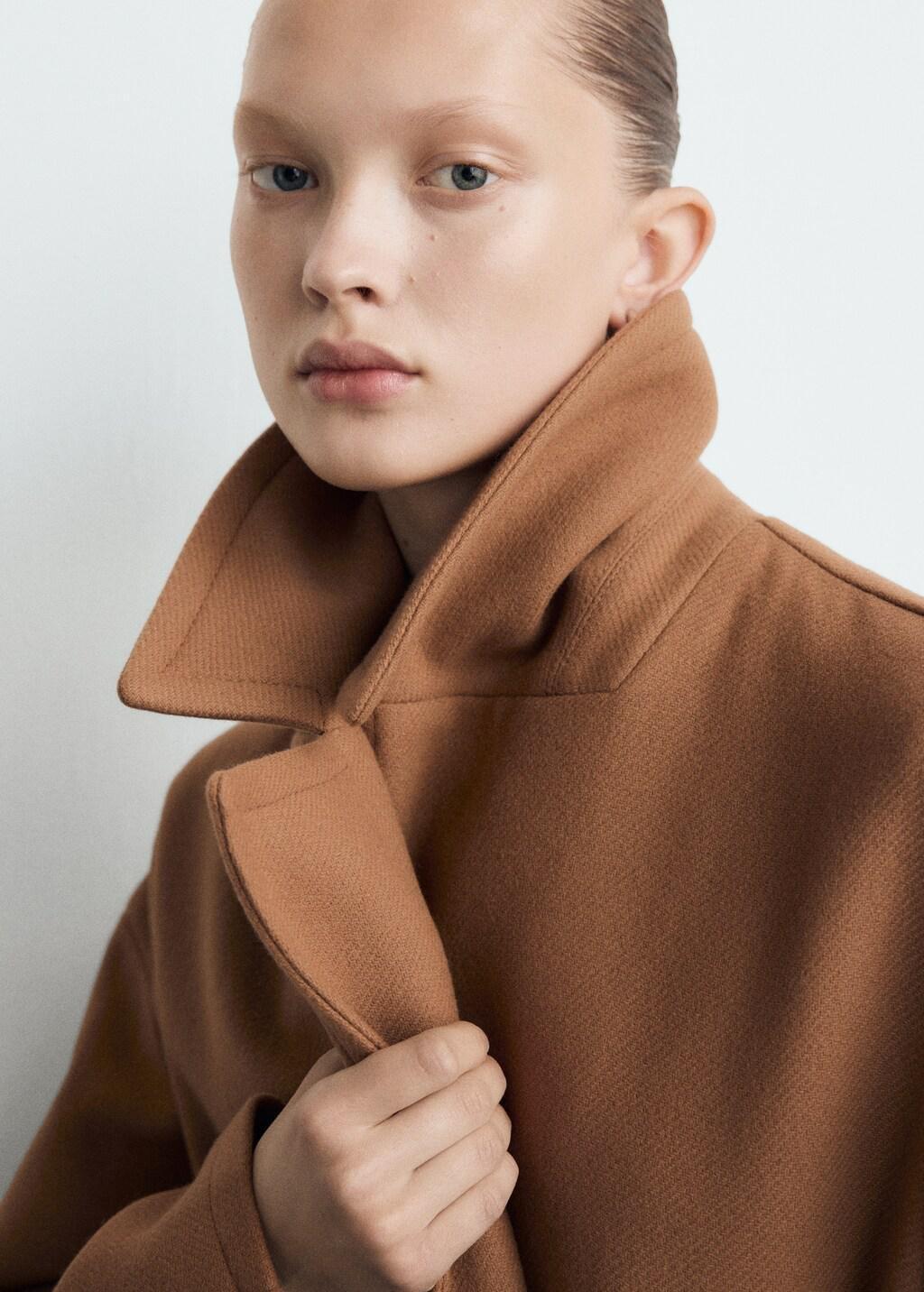Brown Manteco Wool Coat With Belt, 0201_09, large image number 4