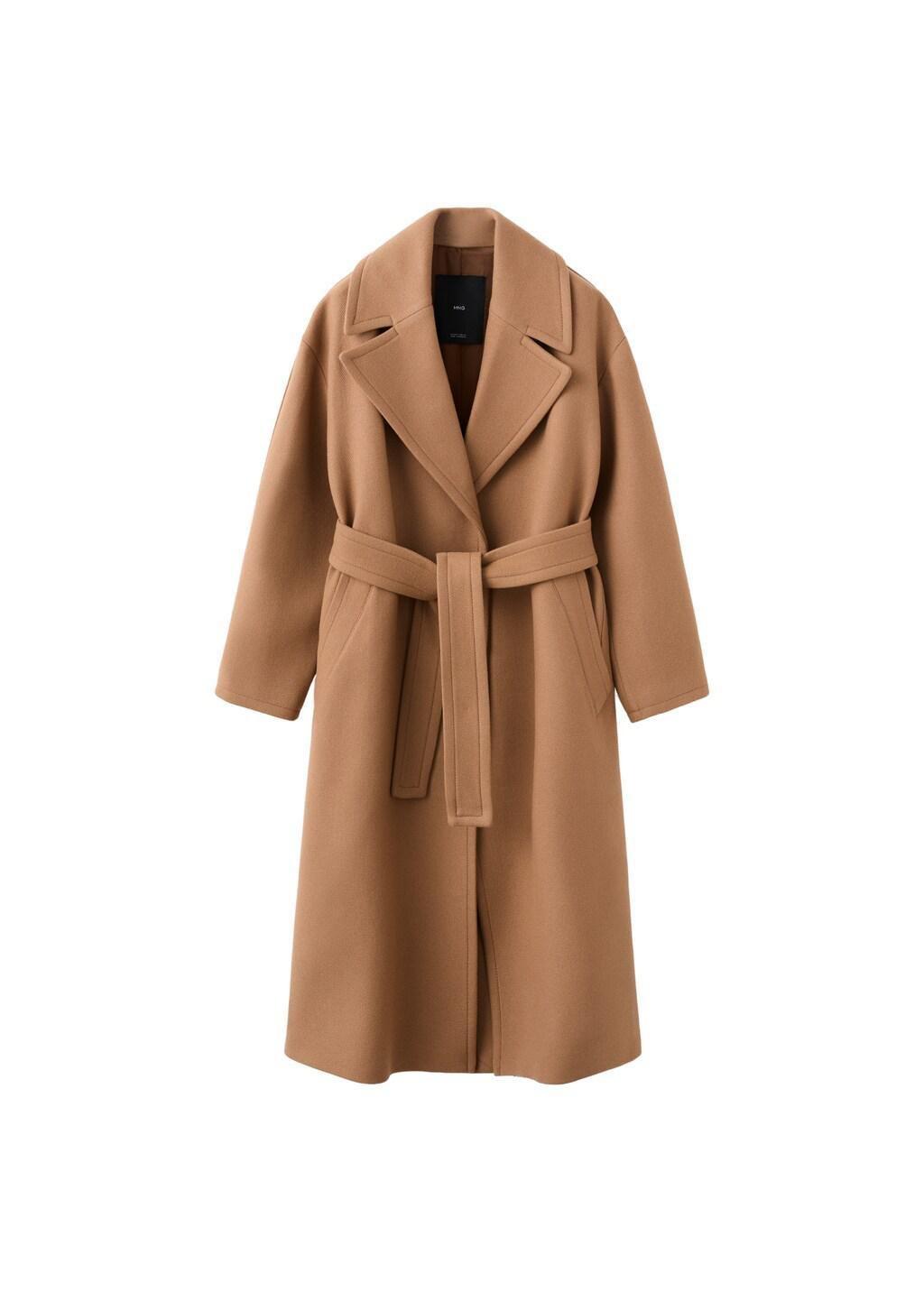 Brown Manteco Wool Coat With Belt, 0201_09, large image number 6