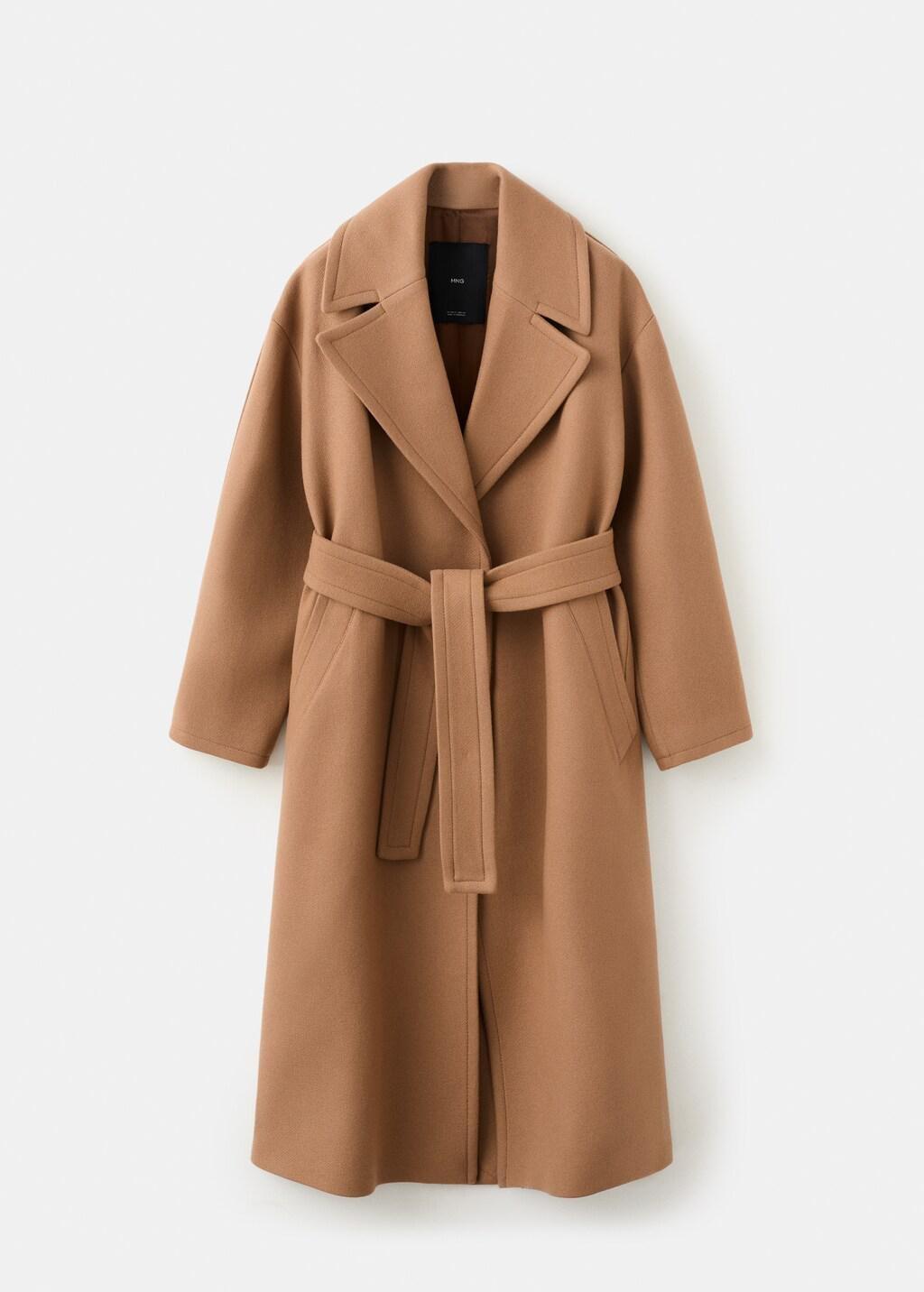 Brown Manteco Wool Coat With Belt, 0201_09, large image number 7