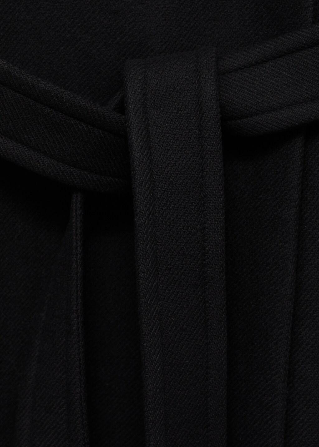 Black Manteco Wool Coat With Belt, Black, large image number 1