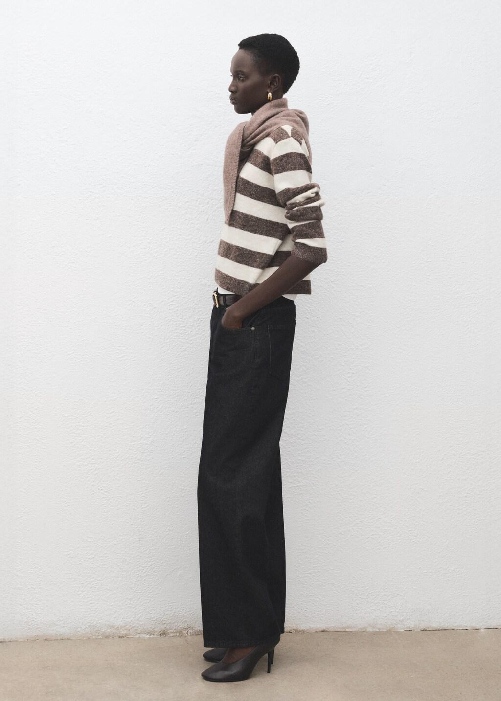 Brown Knit Striped Sweater, Brown, medium