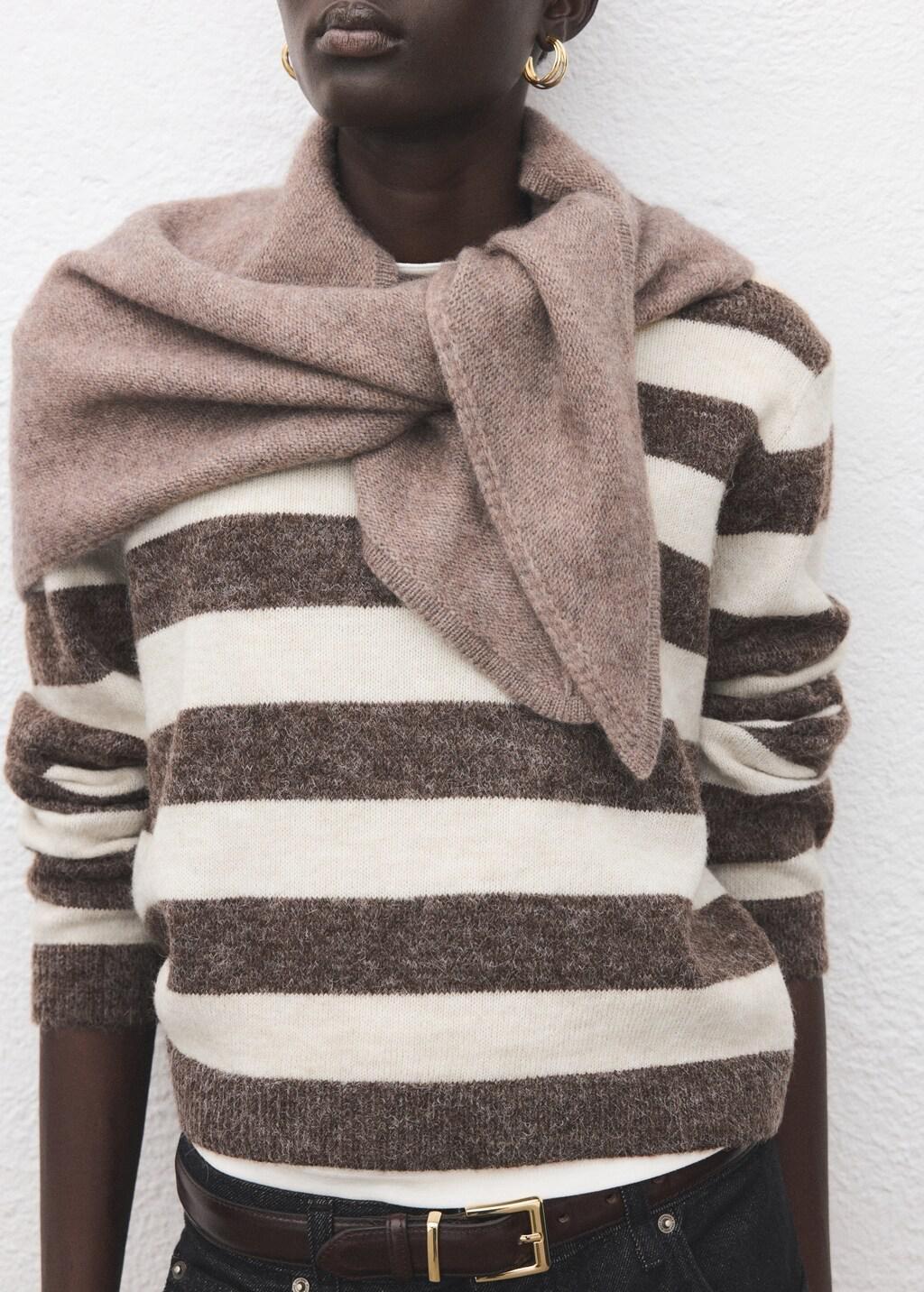 Brown Knit Striped Sweater, 0201_30, large image number 6