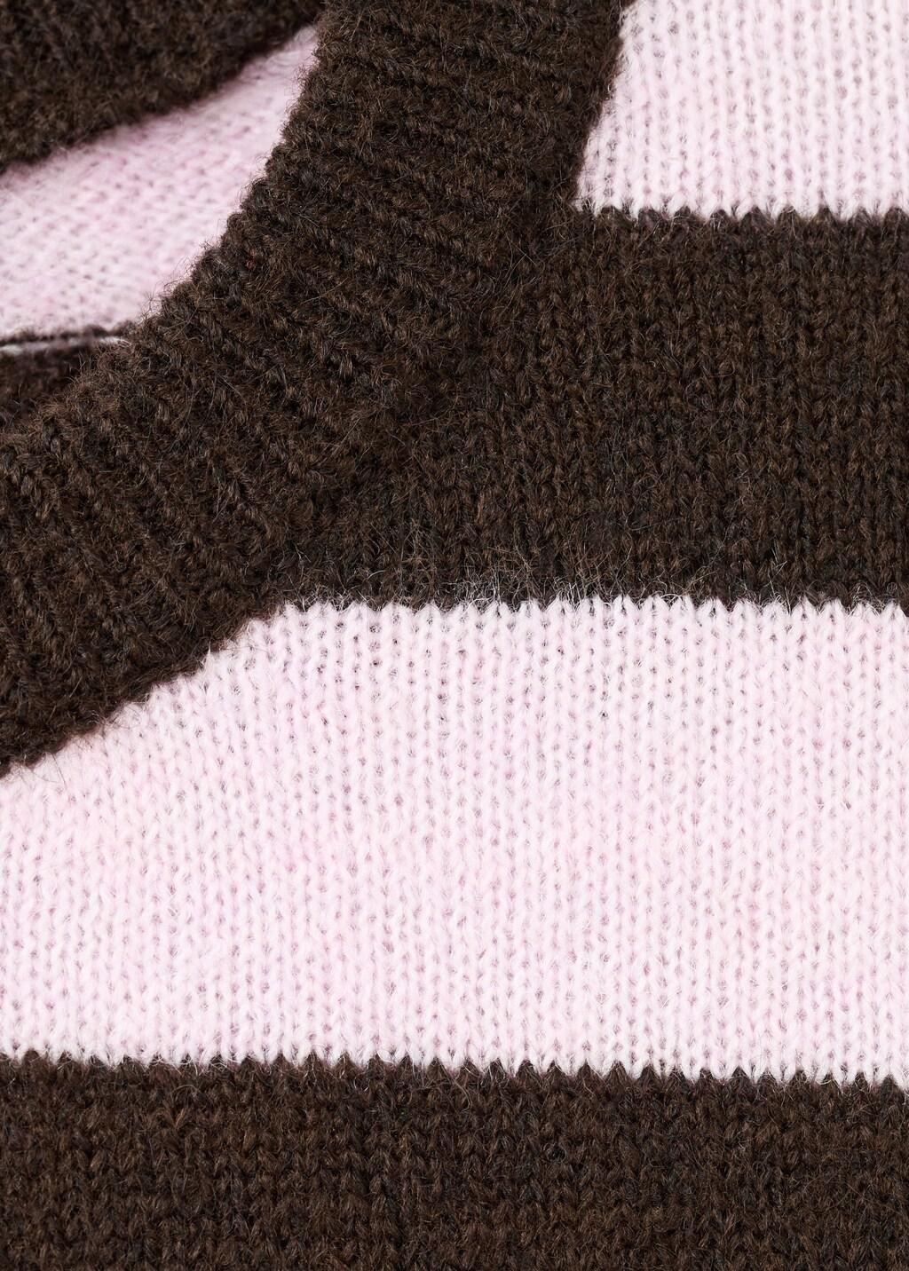Pink Knit Striped Sweater, 0201_85, large image number 1