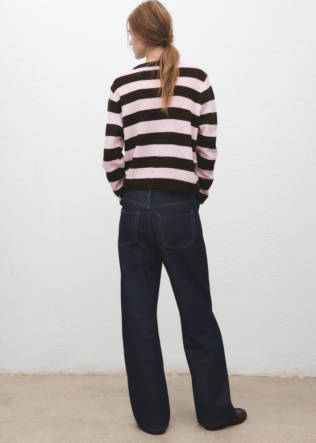Pink Knit Striped Sweater, Pink, medium