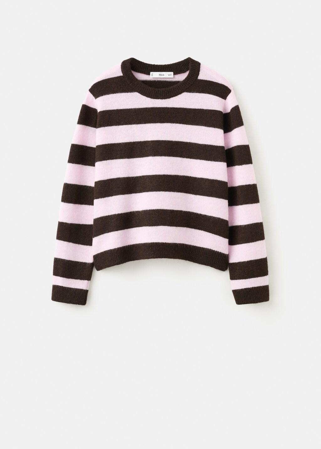 Pink Knit Striped Sweater, 0201_85, large image number 7