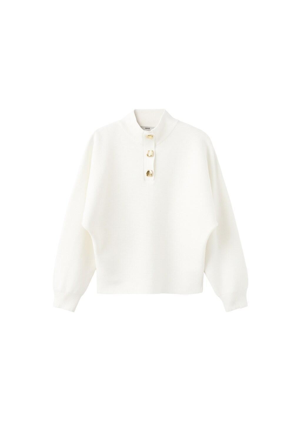 Beige Turtleneck Sweater With Jewel Buttons, Light Beige, large image number 7