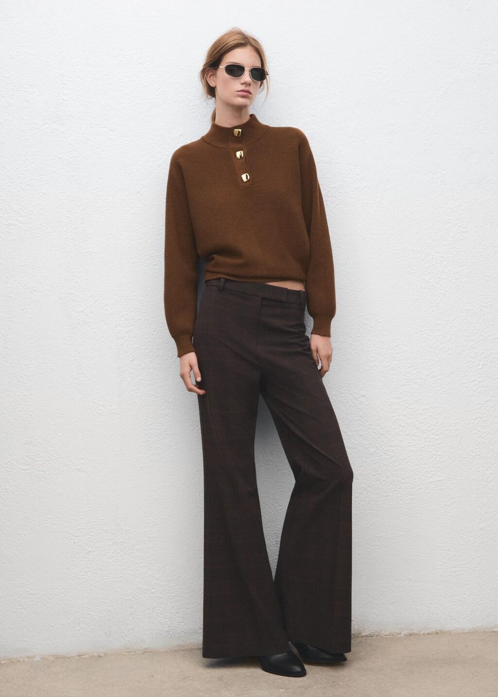 Brown Turtleneck Sweater With Jewel Buttons, 0201_30, medium