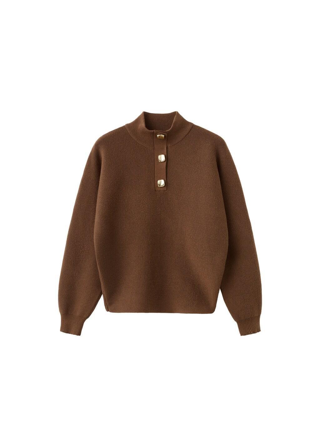 Brown Turtleneck Sweater With Jewel Buttons, 0201_30, large image number 6