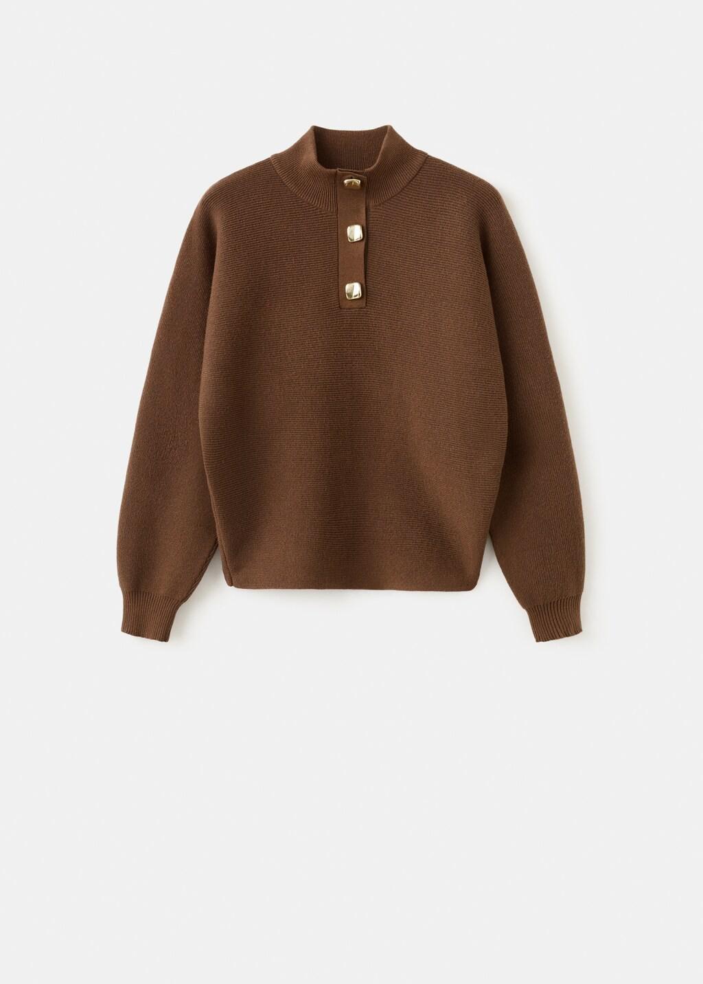 Brown Turtleneck Sweater With Jewel Buttons, 0201_30, large image number 7