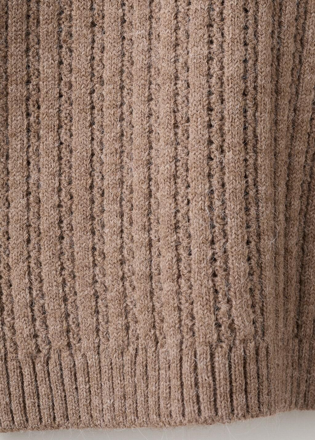 Brown Openwork Knit Sweater, Brown, large image number 5