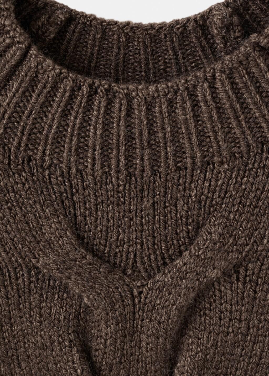 Brown Braided Sweater With Perkins Neck, Brown, large image number 1