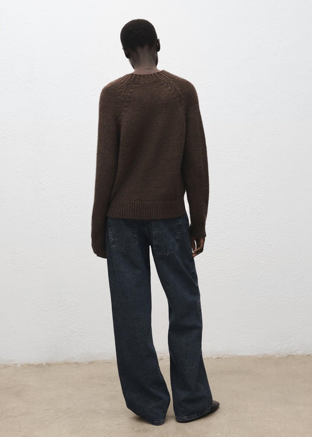 Brown Braided Sweater With Perkins Neck, Brown, large image number 2