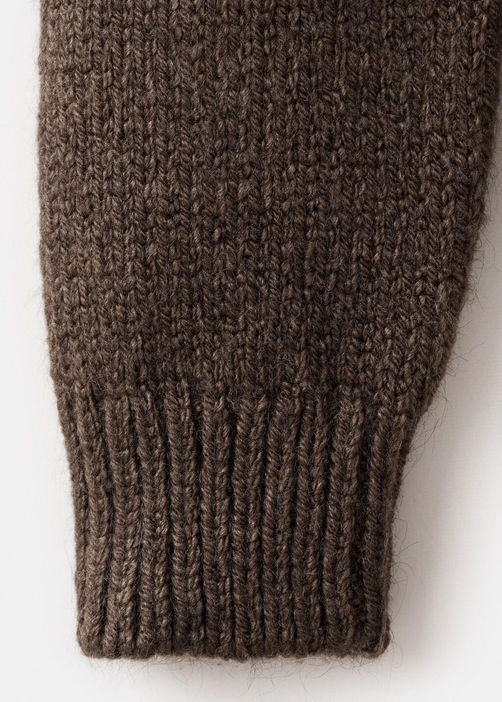 Brown Braided Sweater With Perkins Neck, Brown, large image number 5