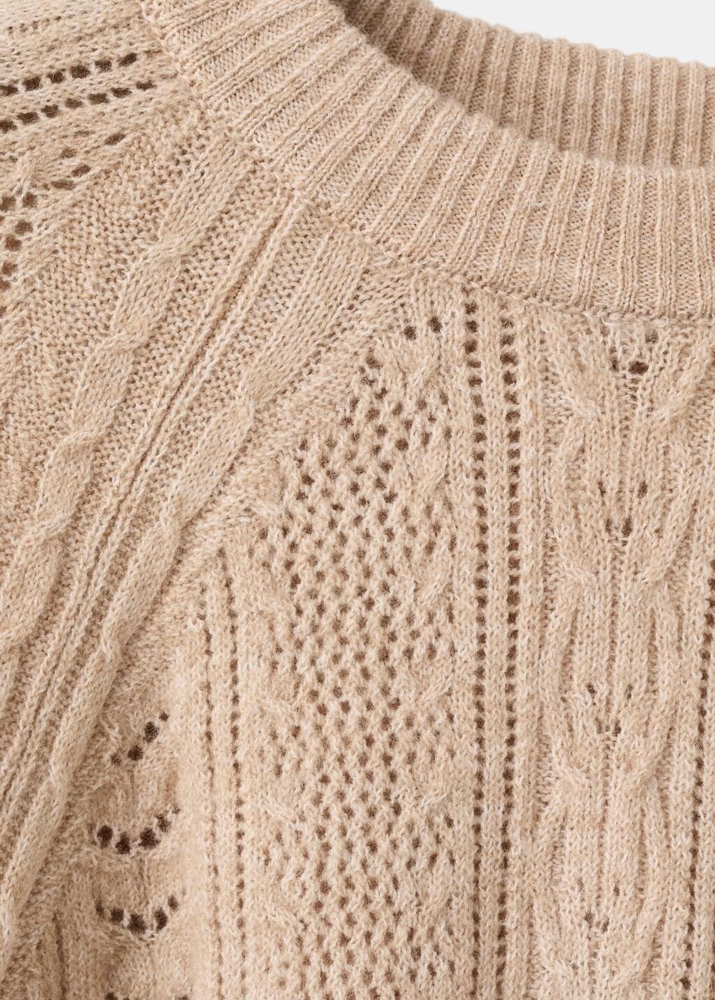 Beige Openwork Knit Sweater, Medium Brown, large image number 1