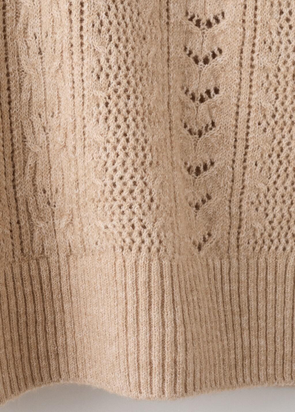 Beige Openwork Knit Sweater, Medium Brown, large image number 5