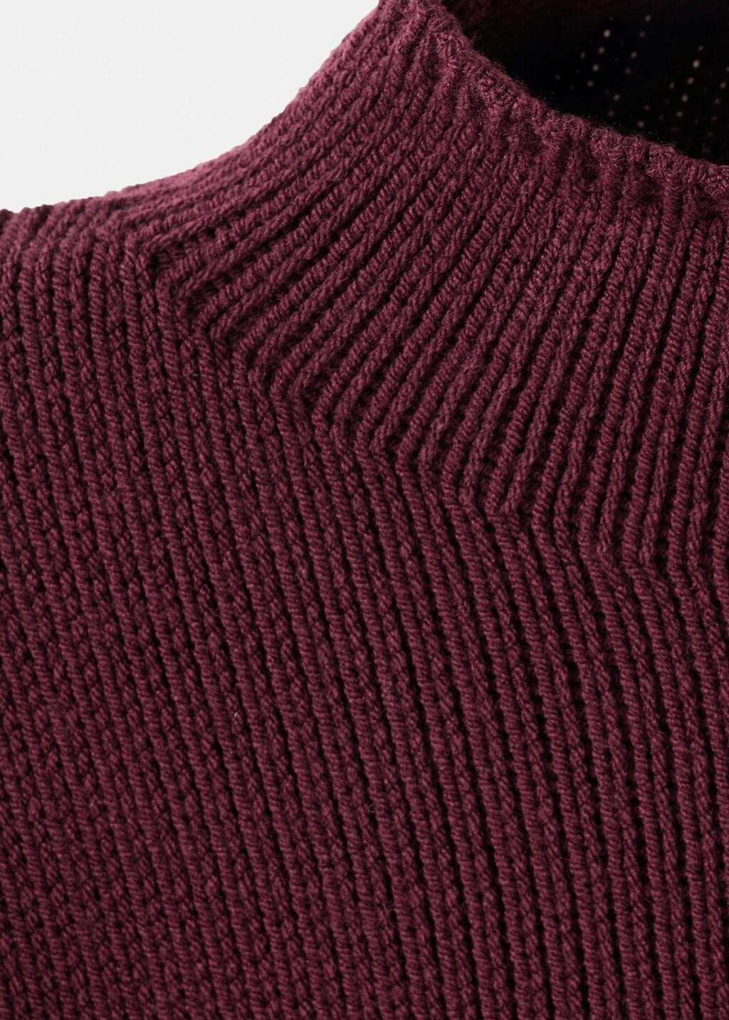 Knitted Sweater With Perkins Neck, Dark Red, large image number 5