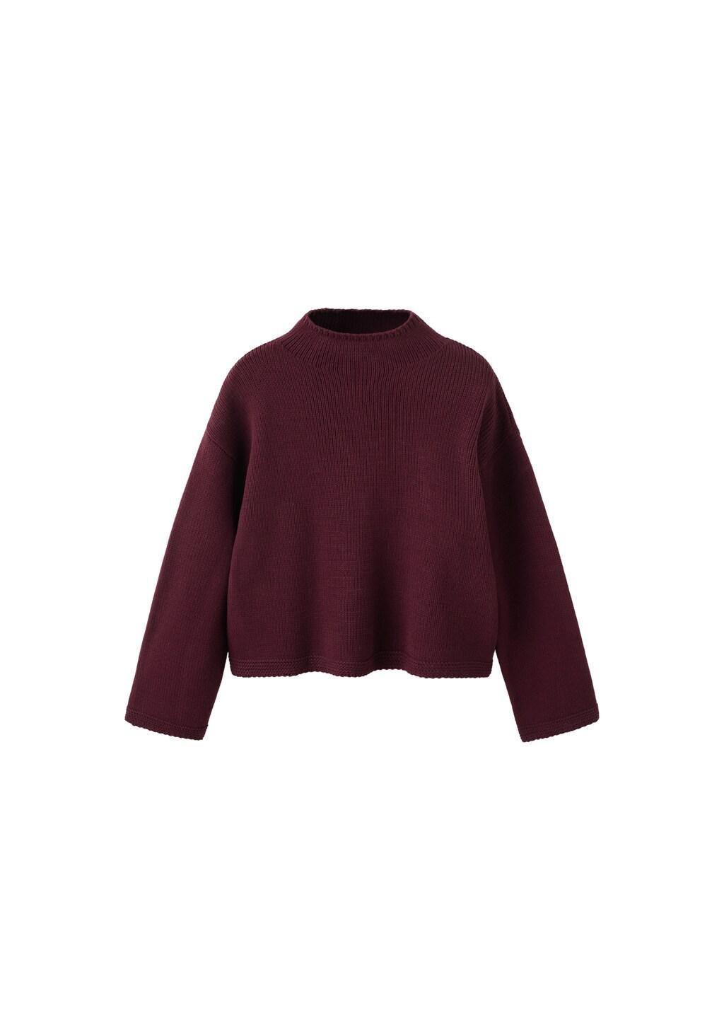 Knitted Sweater With Perkins Neck, Dark Red, large image number 6