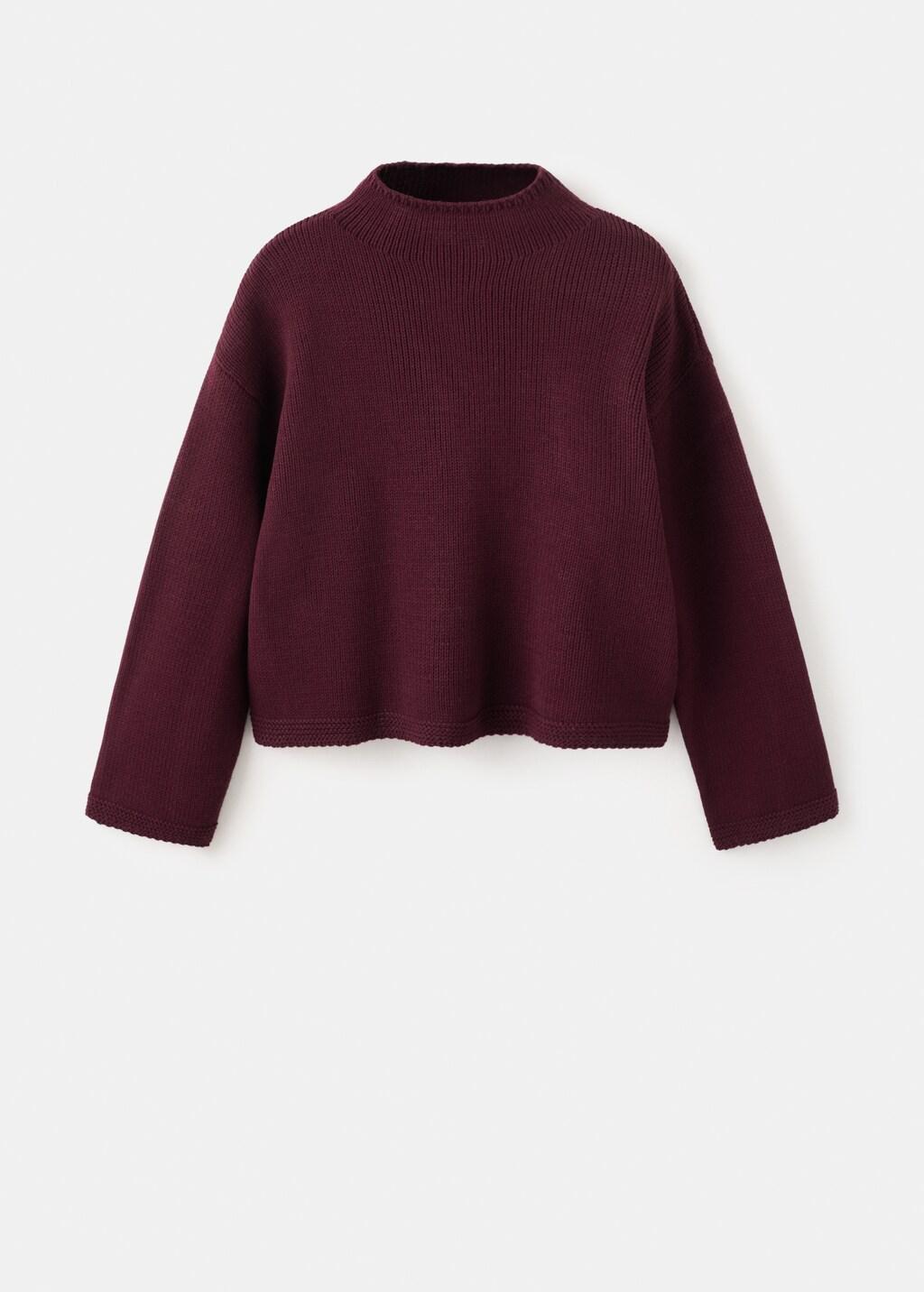 Knitted Sweater With Perkins Neck, Dark Red, large image number 7