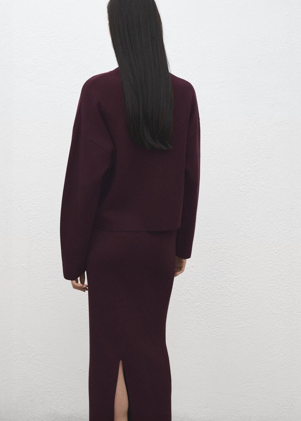 Burgundy Round-Neck Knitted Sweater, Dark Red, medium
