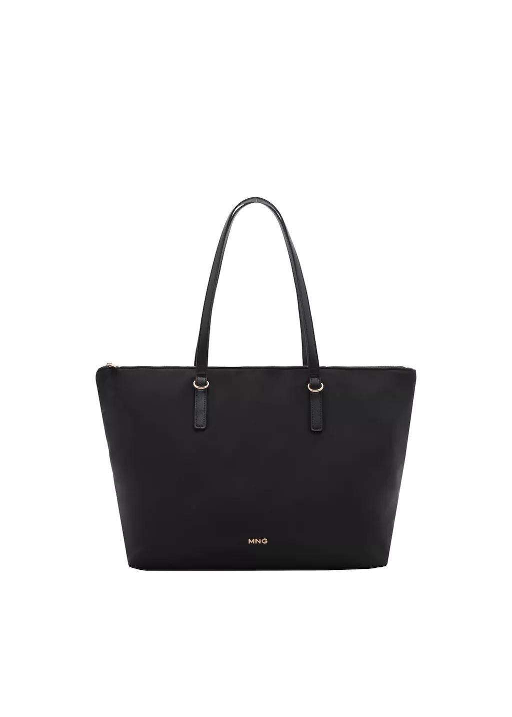 Black Nylon Shopper Bag, Black, large image number 2