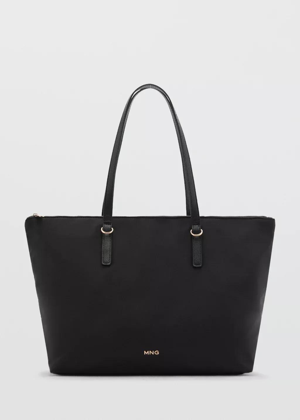 Black Nylon Shopper Bag, Black, large image number 3