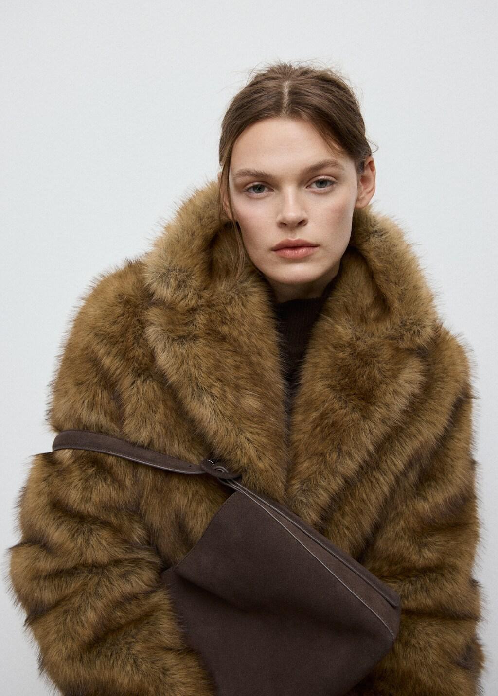 Brown Suede Leather Shopper Bag, Dark Brown, large image number 0