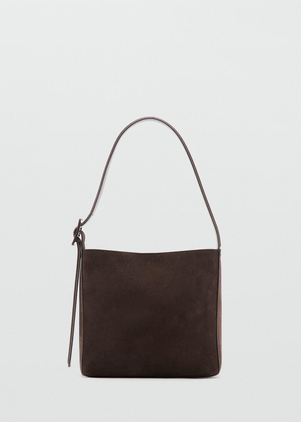 Brown Suede Leather Shopper Bag, Dark Brown, large image number 5