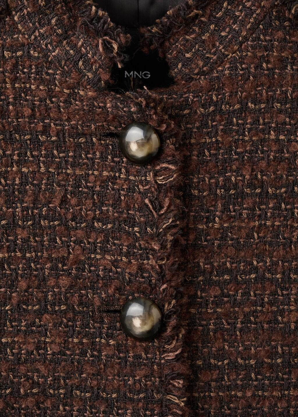 Brown Tweed Jacket With Frayed Ends, Brown, medium