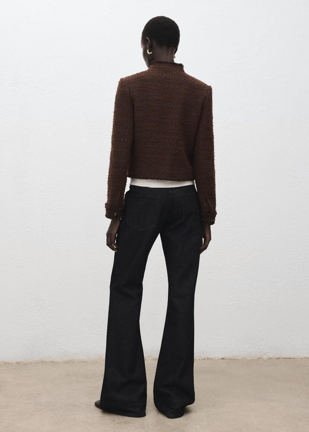 Brown Tweed Jacket With Frayed Ends, Brown, medium