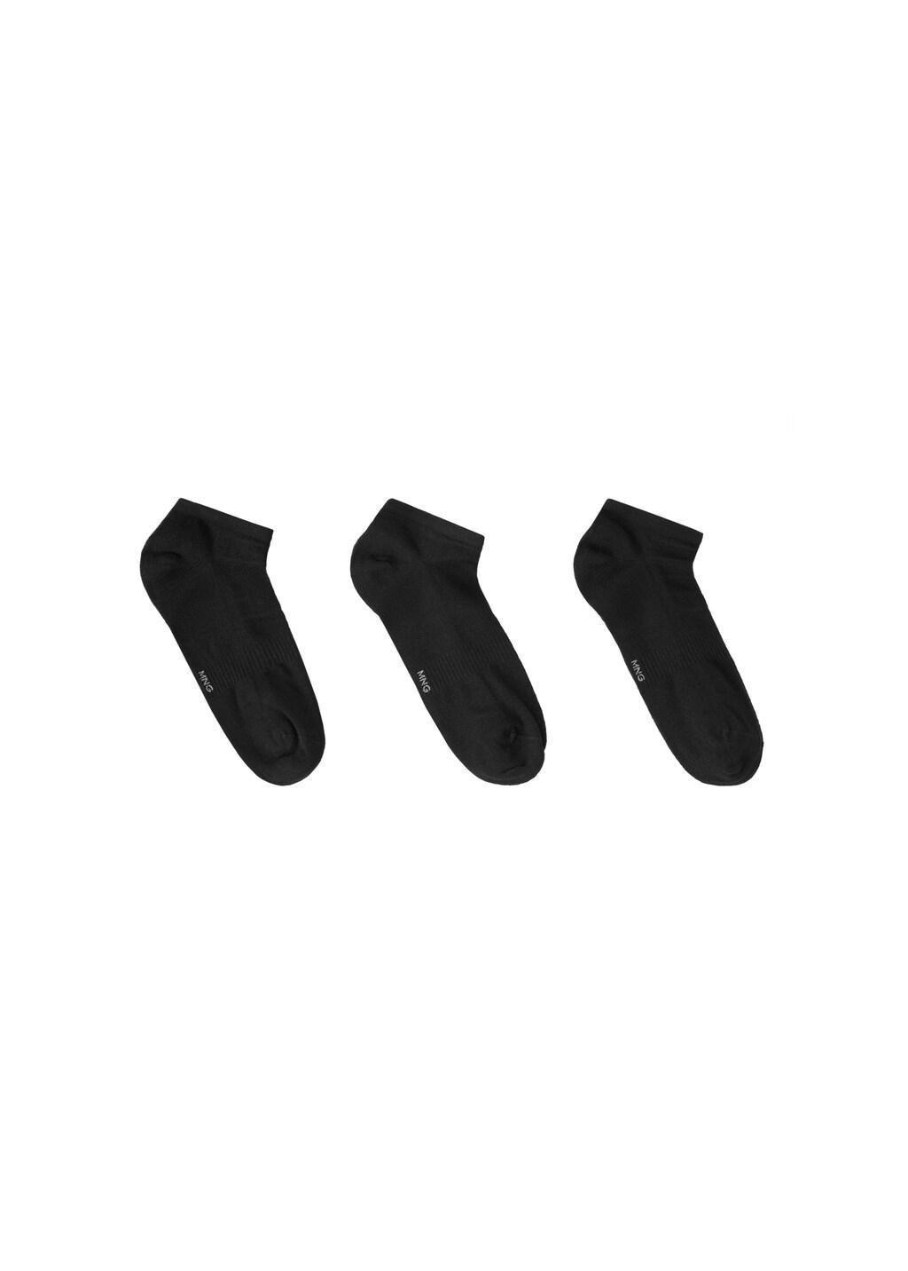 Black Cotton Socks, Set Of 3, Black, large image number 2