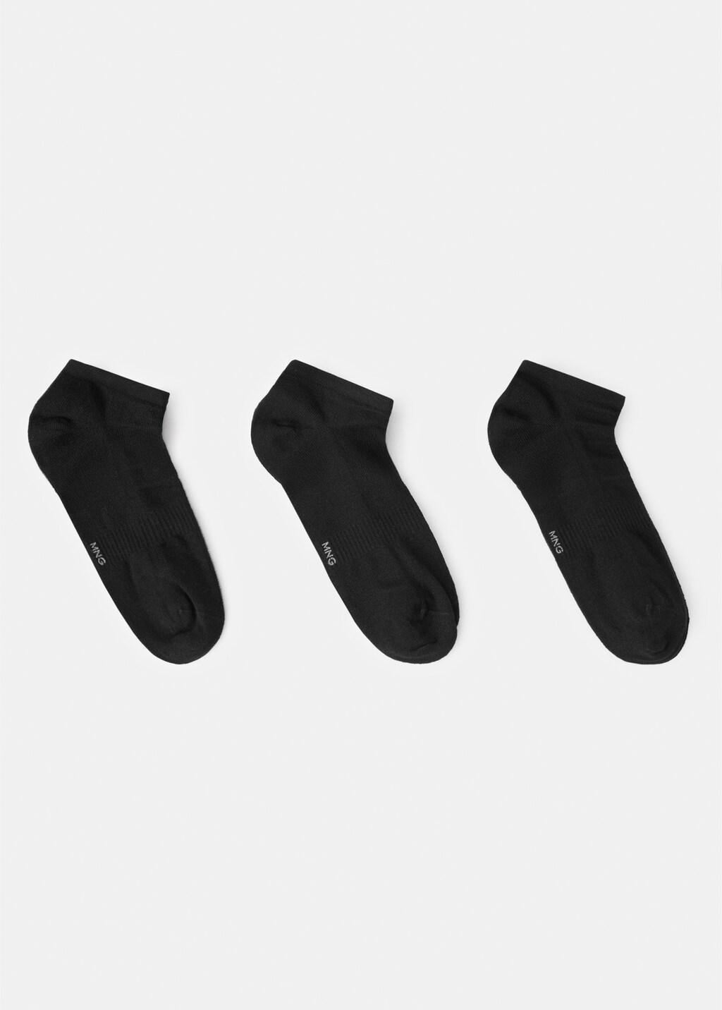 Black Cotton Socks, Set Of 3, Black, large image number 3