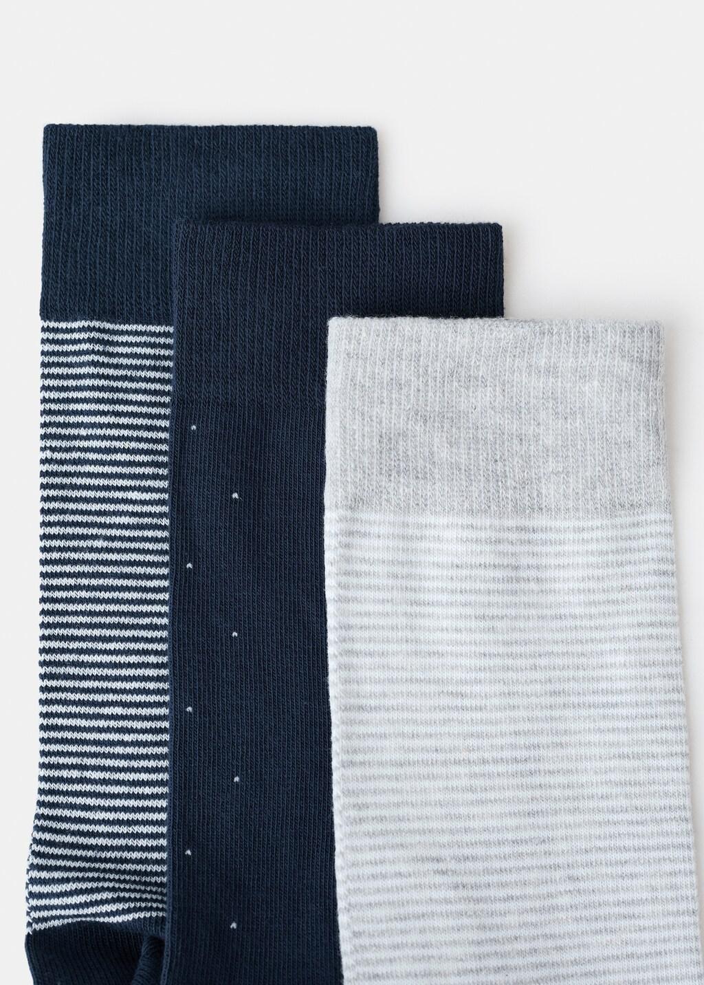 Navy Mixed Socks, Set Of 3, Navy, medium