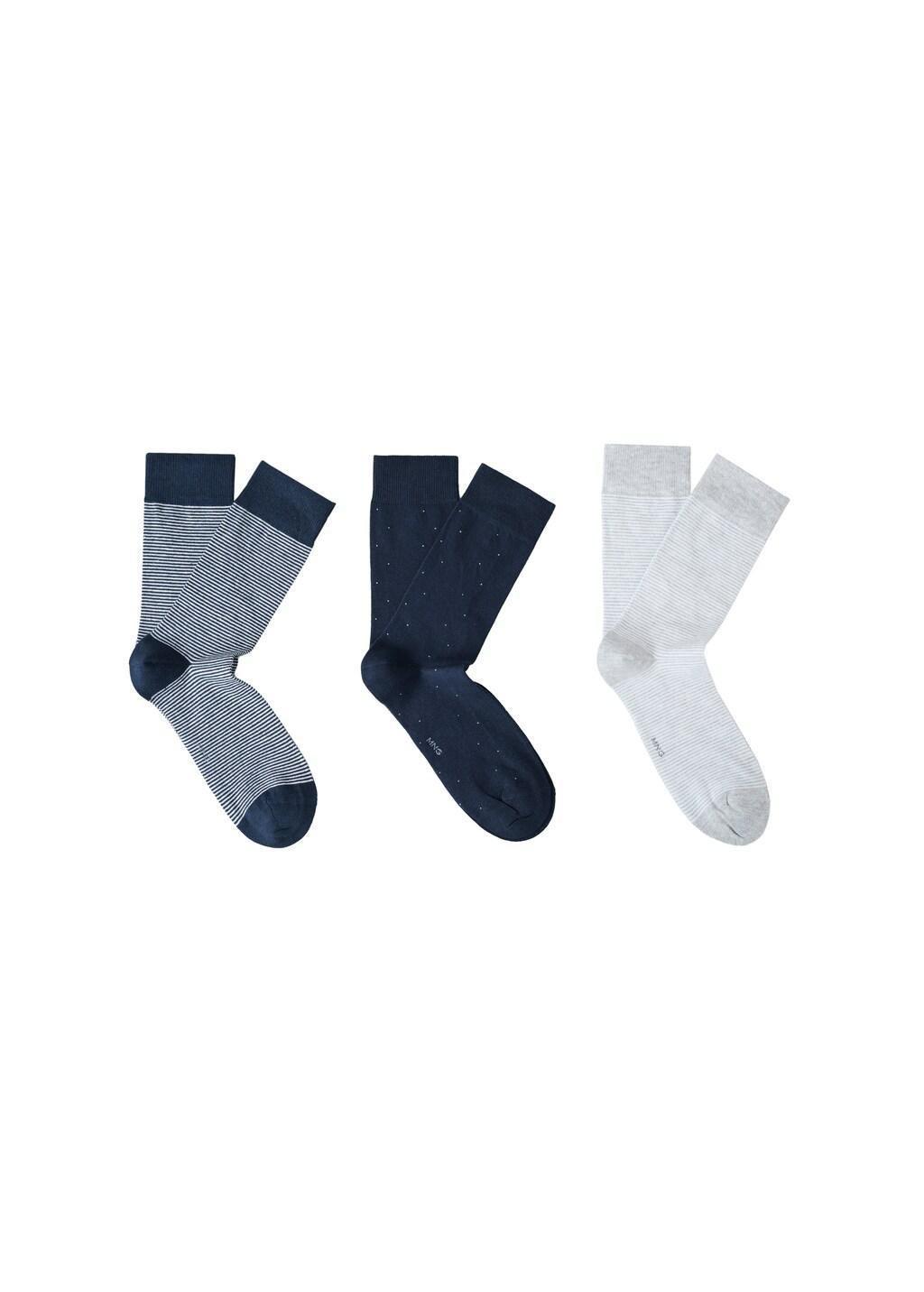 Navy Mixed Socks, Set Of 3, Navy, large image number 2