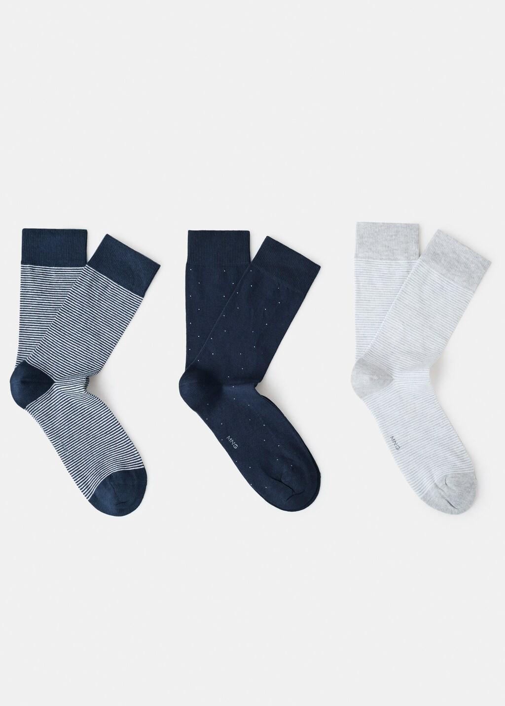Navy Mixed Socks, Set Of 3, Navy, large image number 3