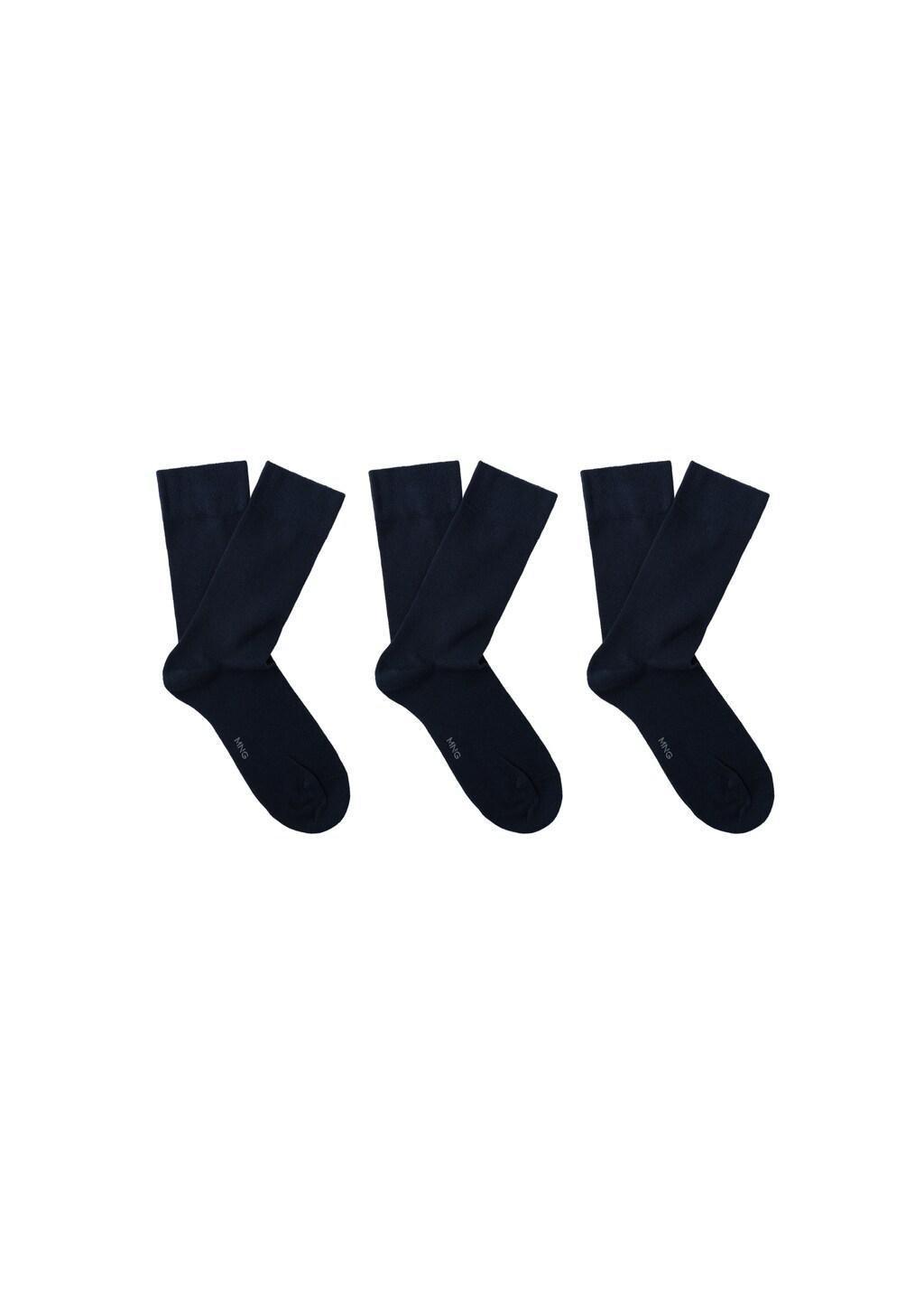 Navy Cotton Socks, Set Of 3, Navy, large image number 2